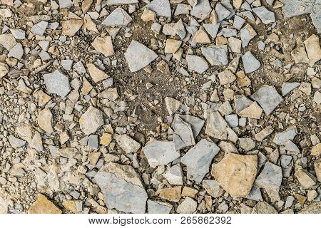 Surface Of Damaged Outdoors Concrete. Atmospheric Harmful Effects On Unprotected Construction.