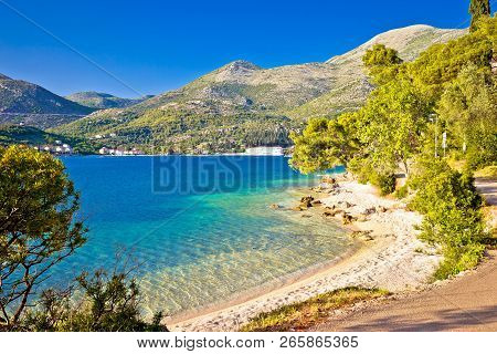 Idyllic Turquoise Beach In Slano, Adriatic Sea, Dubrovnik Region Of Croatia