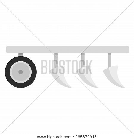 Tractor Plow Icon. Flat Illustration Of Tractor Plow Icon For Web Design