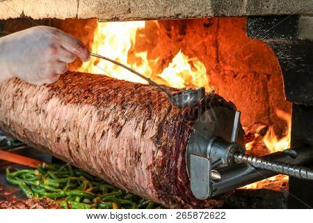 Traditional Delicious Turkish Foods; Doner Kebab, Cag Kebab