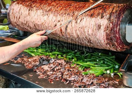 Traditional Delicious Turkish Foods; Doner Kebab, Cag Kebab