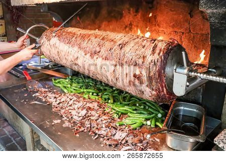 Traditional Delicious Turkish Foods; Doner Kebab, Cag Kebab
