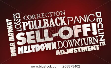 Stock Sell-Off Market Correction Selling Shares Words 3d Illustration