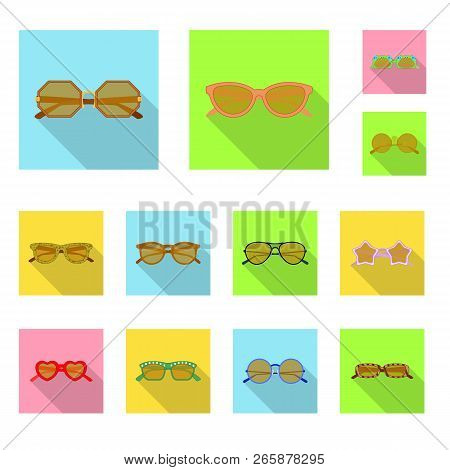 Vector Illustration Of Glasses And Sunglasses Sign. Set Of Glasses And Accessory Vector Icon For Sto