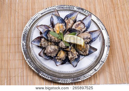 Midye Dolmasi, Stuffed Mussels, Turkish Food Isolated On White Background
