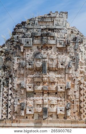 Detailed Carvings At The Nuns Quadrangle Cuadrangulo De Las Monjas Building Complex At The Ruins Of 