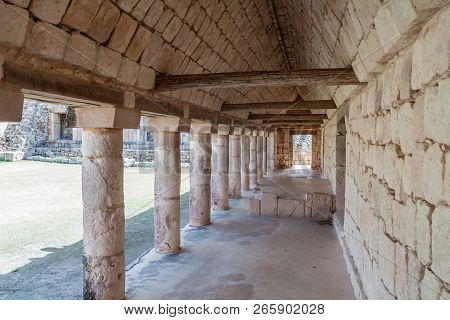 Columns At The Nuns Quadrangle Cuadrangulo De Las Monjas Building Complex At The Ruins Of The Ancien