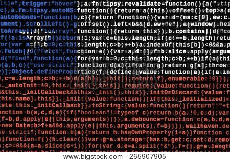 Chile Flag  Is Depicted On The Screen With The Program Code. The Concept Of Modern Technology And Si