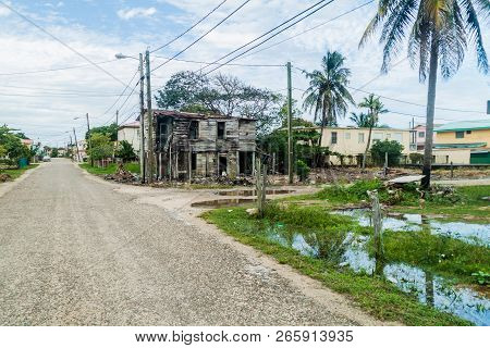 View Of Poor House In Dangriga Town, Belize
