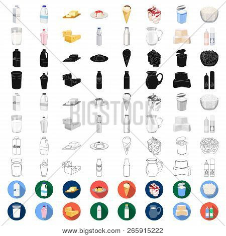 Milk Product Cartoon Icons In Set Collection For Design.milk And Food Vector Symbol Stock Web Illust