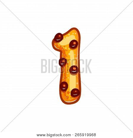 Cookie Font With Chocolate Chips Isolated On White Background.  Christmas Alphabet. Vector Cartoon C