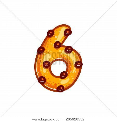 Cookie Font With Chocolate Chips Isolated On White Background.  Christmas Alphabet. Vector Cartoon C