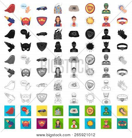 A Fantastic Superhero Cartoon Icons In Set Collection For Design. Superhero Equipment Vector Symbol 