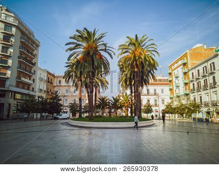 Taranto, Italy. October 21, 2018: Piazza Maria Immacolata In The City Of Taranto In The Apulia Regio