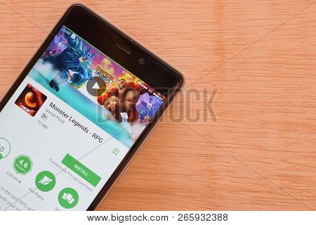 Bekasi, West Java, Indonesia. October 30, 2018 : Monster Legends - Rpg Dev Application On Smartphone