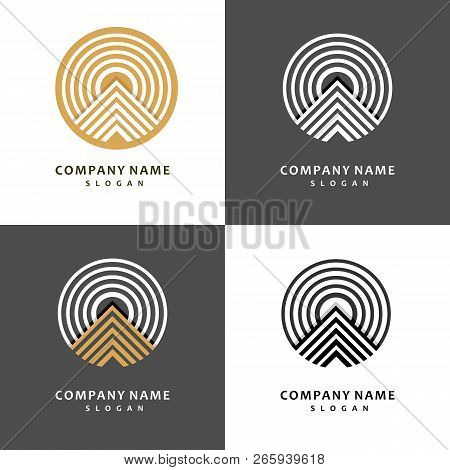 Mountain Logo Template Set. Stylish And Graceful Monogram Design , Elegant Line Art Logo Design, Vec