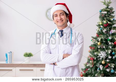 Doctor on the shift on christmas eve