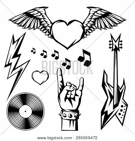 Rock And Roll Music Objects. Rock Festival Items