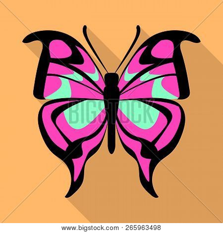 Pink Butterfly Icon. Flat Illustration Of Pink Butterfly Icon For Web Design