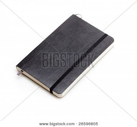 Black moleskine isolated over white.