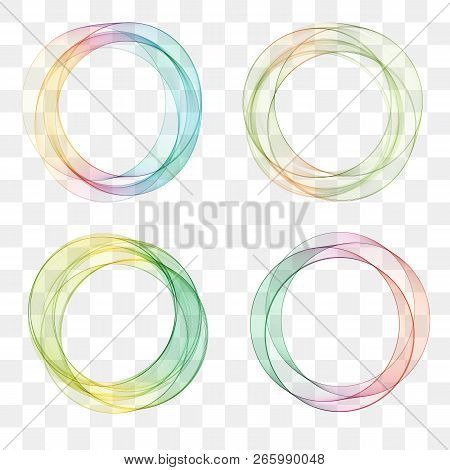 Set Collection Of Trendy Multicolored Overlapping Transparent Circle Shaped Logo Design Elements