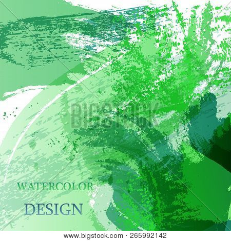 Colorful Abstract Watercolor Texture Stain With Splashes. Modern Creative Watercolor Background For 