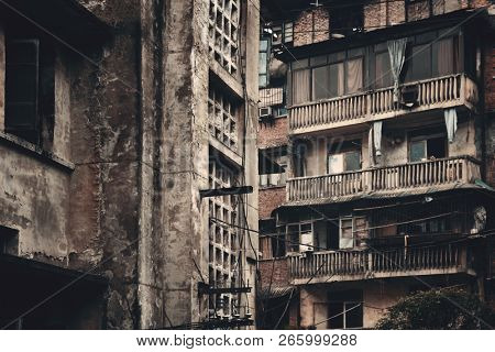 Balcony closeup in Xiahao Old street in Chongqing, China.
