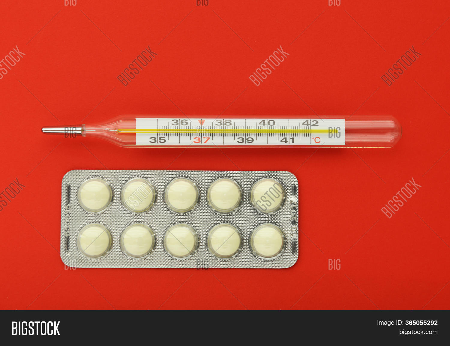 Thermometer Pills On Image Photo Free Trial Bigstock