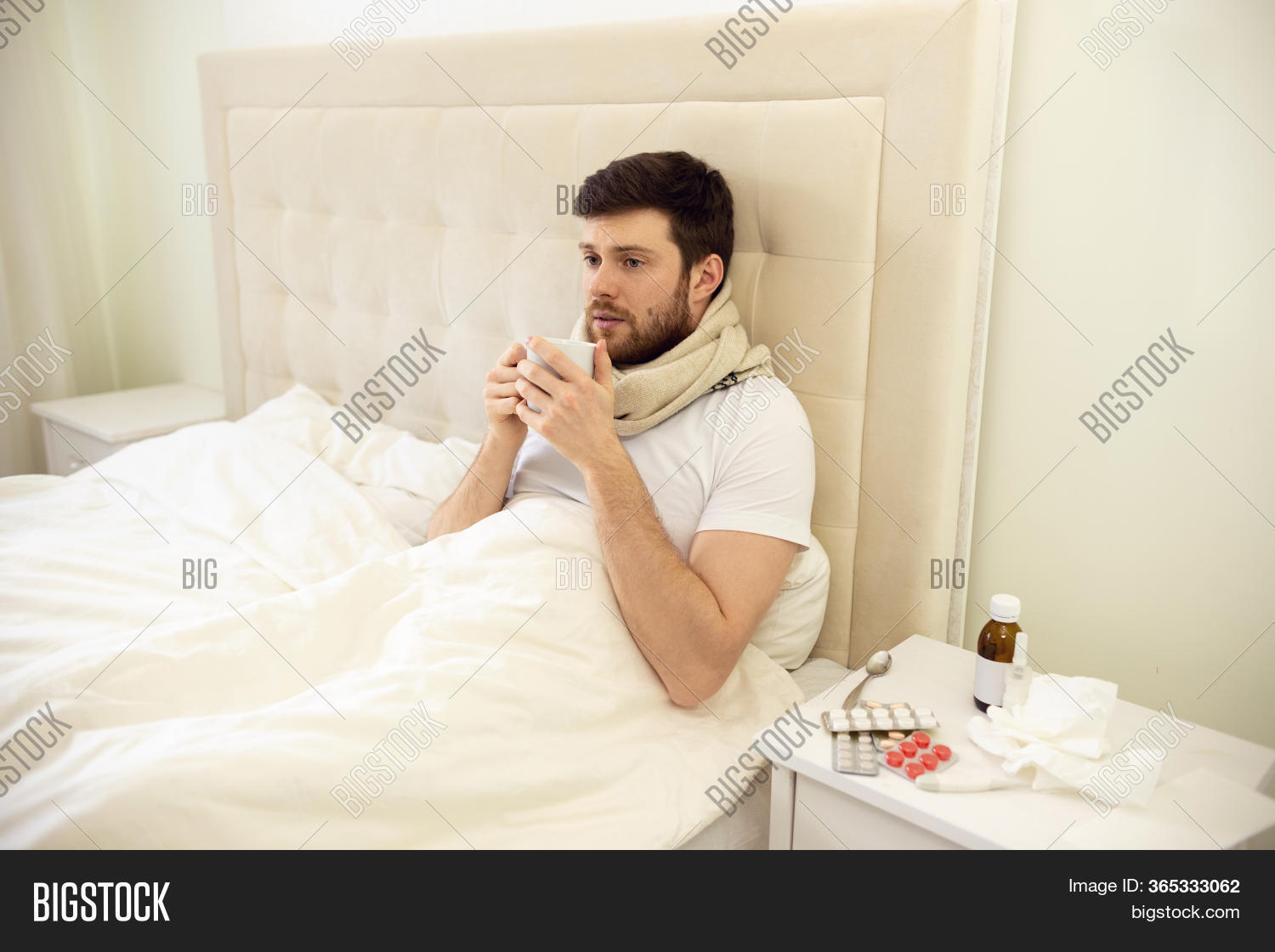 Sick Man Drinking Hot Image & Photo (Free Trial) Bigstock