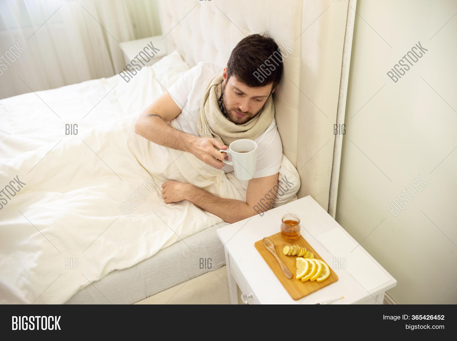 Sick Man Drinking Hot Image & Photo (Free Trial) Bigstock
