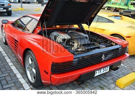 Quezon City, Ph - Apr 13 - Ferrari Testarossa Motor Engine At Rev Up Car Show On April 13, 2019 In Q