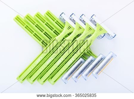 Warszawa, Poland January 17 2020:bic Plastic Disposable Razors.safe Shaving With A Sharp Razor Of Fe