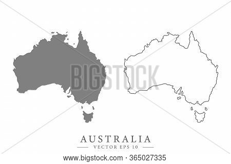 Australian Flat Or Line Map. Isolated Vector Illustration.