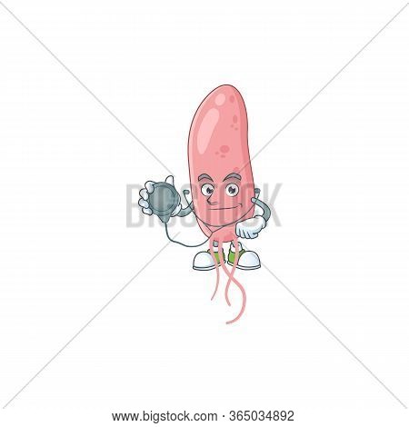 A Dedicated Doctor Vibrio Cholerae Cartoon Character With Stethoscope