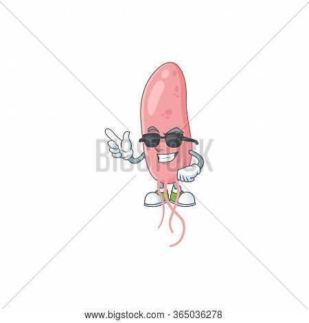Super Cute Vibrio Cholerae Cartoon Character Wearing Black Glasses
