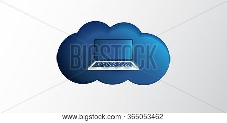 Cloud Computing Technology Design Concept With Laptop Computer - Remote Work, Shared Resources, Digi