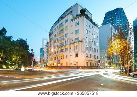 Santiago De Chile, Region Metropolitana, Chile - June 07, 2016: El Barco Building At Bellas Artes Ne