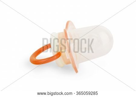 Pacifier Isolated On A White. Pink Baby's Pacifier Isolated On White Background.