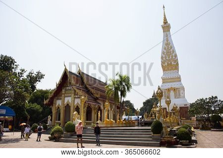 Pagoda Or Stupa Of Wat Phra That Phanom Temple For Foreign Traveler And Thai People Travel Visit And
