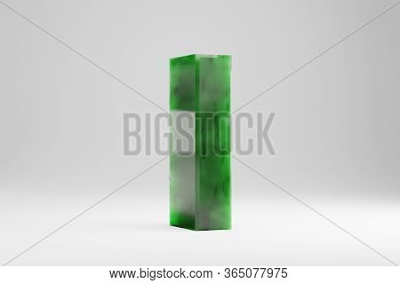 Jade 3d Letter L Lowercase. Jade Letter Isolated On White Background. Green Jade Semitransparent Sto