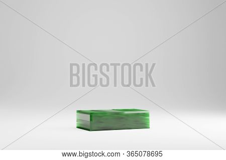 Jade 3d Dash Symbol. Jade Sign Isolated On White Background. Green Jade Semitransparent Stone Alphab
