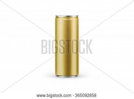 Aluminum Slim Can Isolated On Background. Soda Can Mock Up Good Use For Design Drink, Beer, Soda, Ju