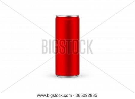 Aluminum Slim Can Isolated On Background. Soda Can Mock Up Good Use For Design Drink, Beer, Soda, Ju