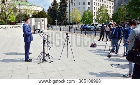 Warsaw, Poland. 7 May 2020. Candidate For The Office Of Polish President Szymon Holownia. View Of Pr