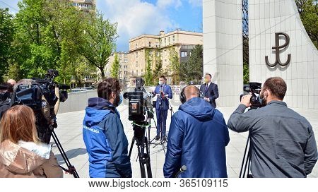 Warsaw, Poland. 7 May 2020. Candidate For The Office Of Polish President Szymon Holownia. View Of Pr