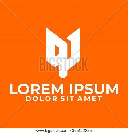 Initial Letter Qj Logo Template With Modern Fox Head Line Art Symbol In Flat Design Monogram Illustr