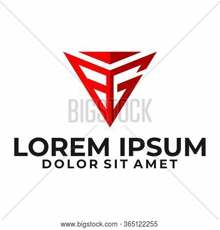 Initial Letter Bg Logo Template With Modern Abstract Triangle Or Keystone Arrow Illustration In Flat