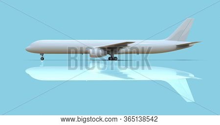 BlankÂ Mockup AircraftÂ on a Blue Background, White Clear FuselageÂ Glossy Commercial Jet Airplane,Â Take Off,Â AirlineÂ Travel Passenger Plane,Â Aviation Wings and Landing AirplaneÂ 3d illustration