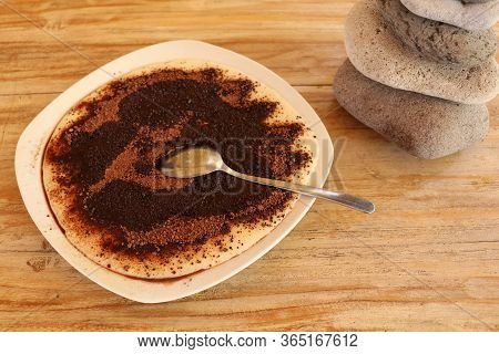 Sweet Semolina Cream With Cocoa Powder And Melted Butter.