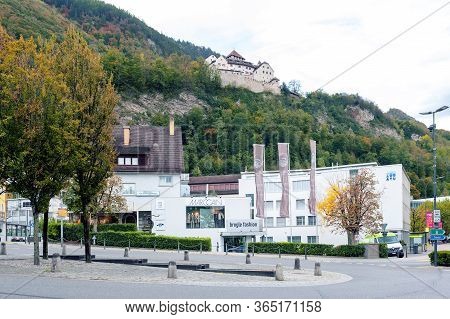 Vaduz, Liechtenstein - October 2019: Urban Street Views In Downtown Vaduz, The Capital City Of Liech